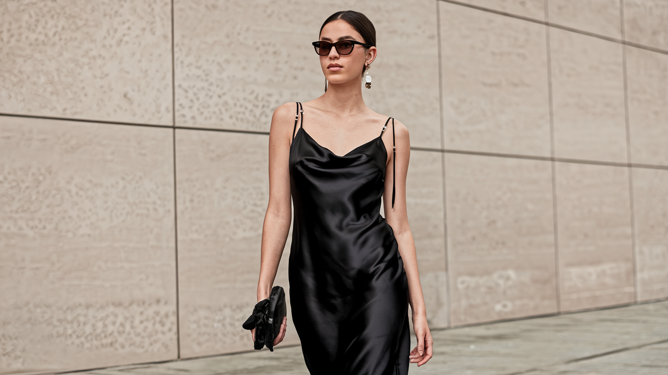 j. crew marco slip dress satin elegant adjustable straps black