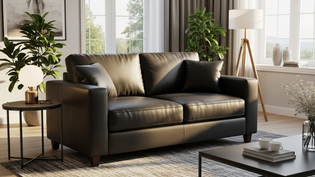 Black Leather Love Seats