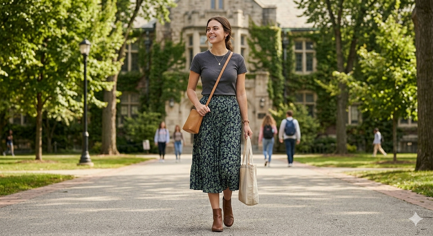 Midi Skirts with Casual Tops